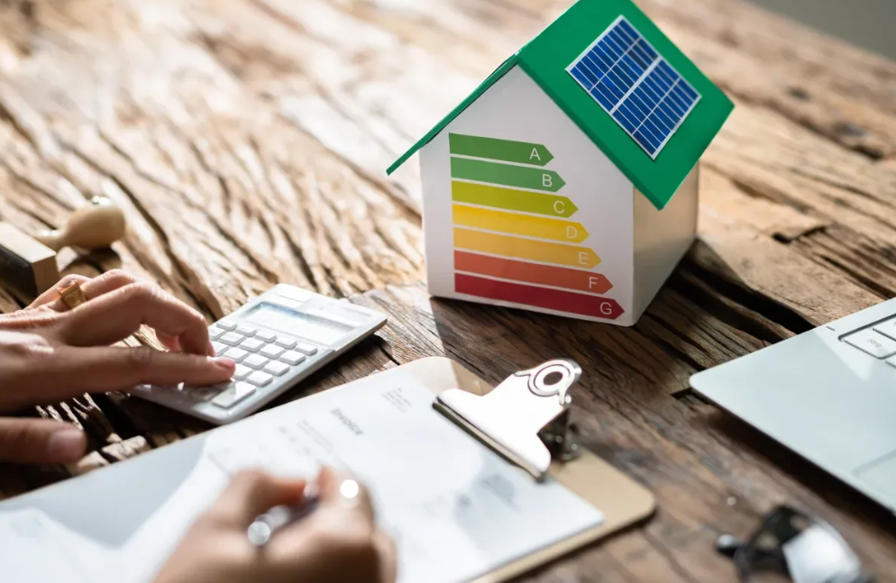 energy auditor using instruments inside a home
